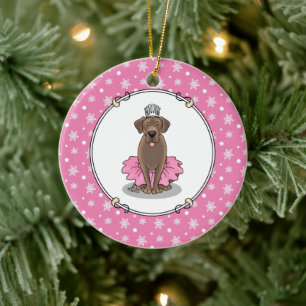 Ballet Princess Chocolate Lab Labrador Retriever Ceramic Ornament