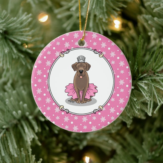 Ballet Princess Chocolate Lab Labrador Retriever Ceramic Ornament (Tree)