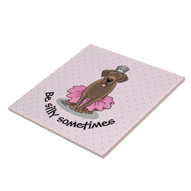 Ballet Princess Chocolate Lab Labrador Retriever Ceramic Tile (Side)