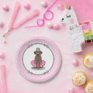Ballet Princess Chocolate Lab Labrador Retriever Paper Plate