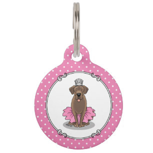Ballet Princess Chocolate Lab Labrador Retriever Pet Tag