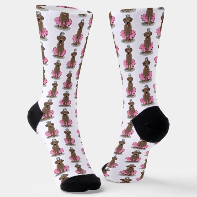 Ballet Princess Chocolate Lab Labrador Retriever Socks (Angled)