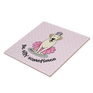 Ballet Princess Yellow Lab Labrador Retriever Dog Ceramic Tile