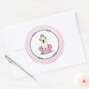 Ballet Princess Yellow Lab Labrador Retriever Dog Classic Round Sticker