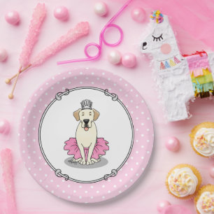 Ballet Princess Yellow Lab Labrador Retriever Dog Paper Plate