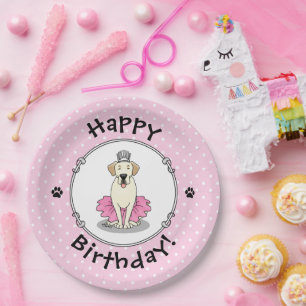 Ballet Princess Yellow Lab Labrador Retriever Dog Paper Plate