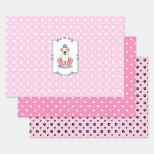 Ballet Princess Yellow Lab Labrador Retriever Dog Wrapping Paper Sheet