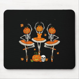Ballet Pumpkin Dancing Skeleton Scary Halloween Gi Mouse Pad