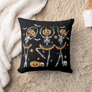 Ballet Pumpkin Skeleton Scary Halloween Cushion
