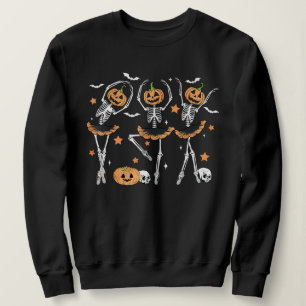 Ballet Pumpkin Skeleton Scary Halloween Sweatshirt