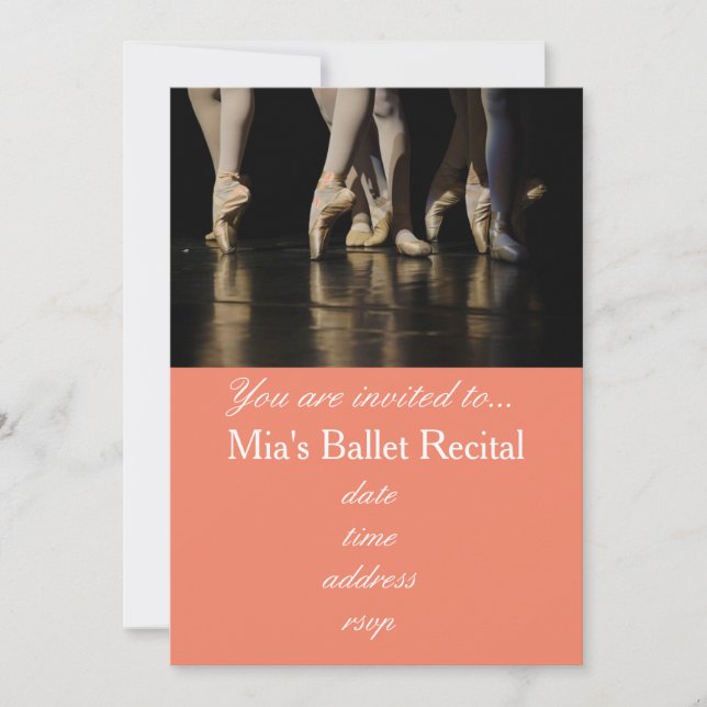 Ballet Recital concert pink ballerina Invitation (Front)