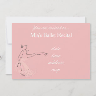 Ballet Recital concert pink ballerina Invitation