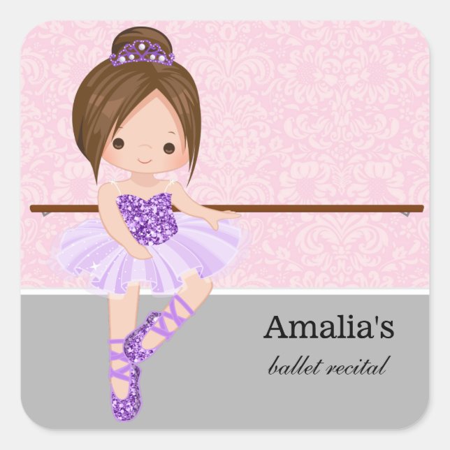 Ballet recital square sticker (Front)