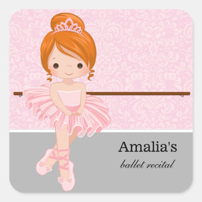 Ballet recital square sticker (Front)