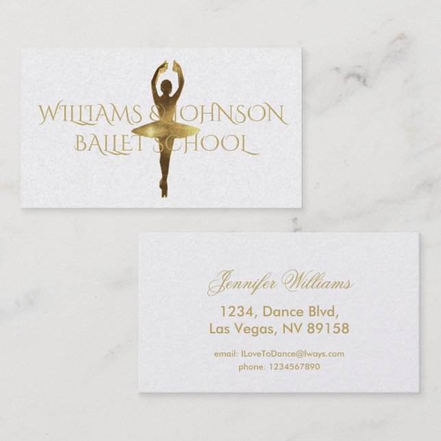 Ballet School Dance Studio Ballerina Instructor Business Card (Front/Back)