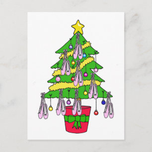 Ballet Shoes Christmas Tree. Holiday Postcard