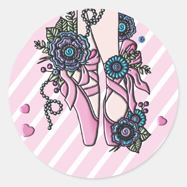 Ballet Shoes Classic Round Sticker (Front)