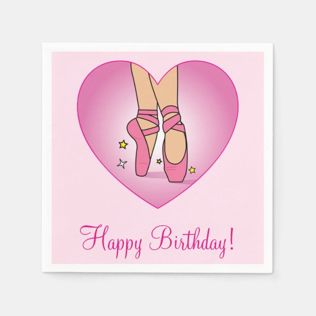 Ballet Shoes in a Heart Happy Birthday Napkin (Front)