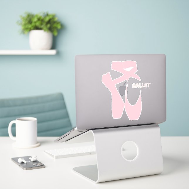 Ballet Shoes Slippers Design Square Vinyl Sticker (Laptop On Desk)