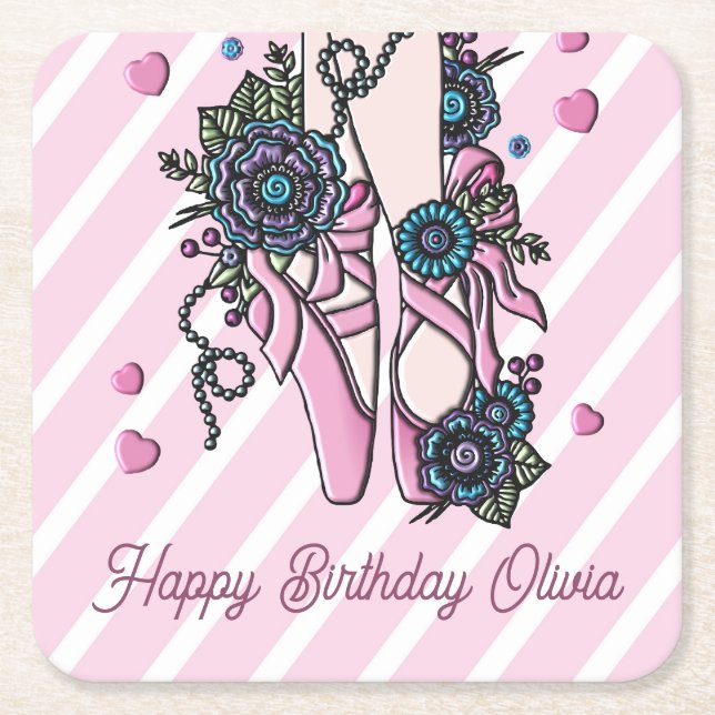 Ballet Shoes Square Paper Coaster (Front)
