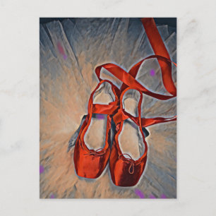 Ballet shoes with purple brush strokes postcard