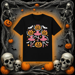 Ballet Skeleton Pumpkin   Pink Tutu Dance T-Shirt