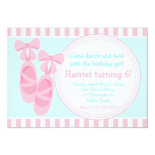 Ballet Slippers Ballerina Birthday Party Invitation