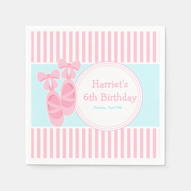 Ballet Slippers Ballerina Birthday Party Napkin (Front)