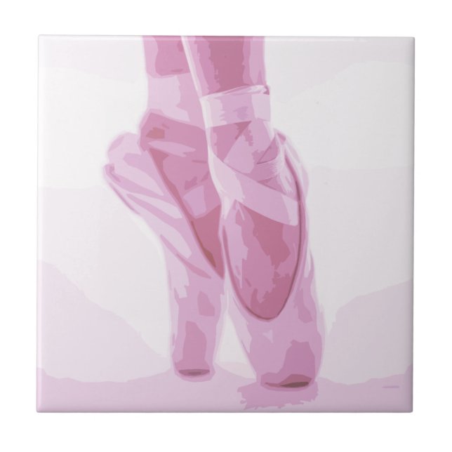 Ballet Slippers Dancer Ballerina Dance Shoes Pink  Ceramic Tile (Front)