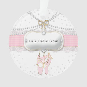 Ballet Slippers Pearls Pink White Lace Jewellery Ornament