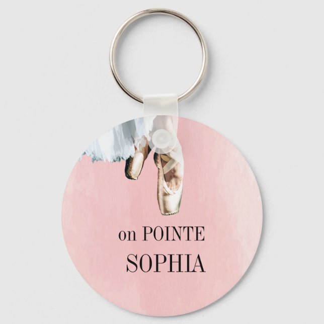 Ballet Slippers Pointe Personal Pink Key Ring (Front)