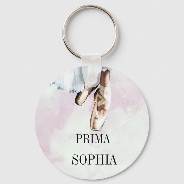 Ballet Slippers Pointe Personal Pink Key Ring (Front)