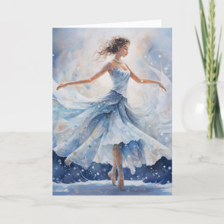 Ballet Snow Queen Snowflake Ballerina Christmas Holiday Card