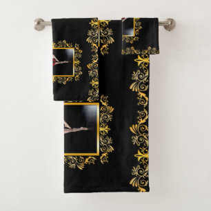  Ballet  Stylish Elegant Gold Embellished Bath Towel Set