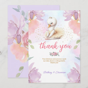 Ballet Swan Baby Girl Shower Thank You Card