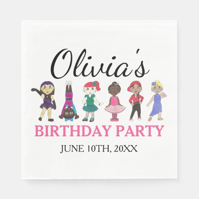 Ballet Tap Jazz Acro Lyrical Dancer Birthday Party Napkin (Front)