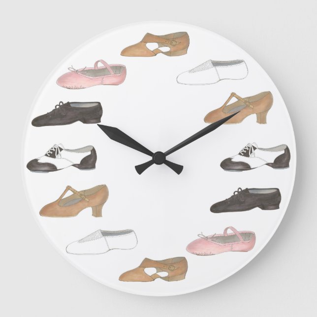 Ballet Tap Jazz Lyrical Acro Shoes Dance Studio Large Clock (Front)