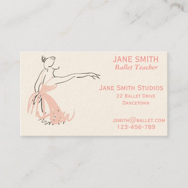 Ballet teacher ballet studios dance studio business card (Front)