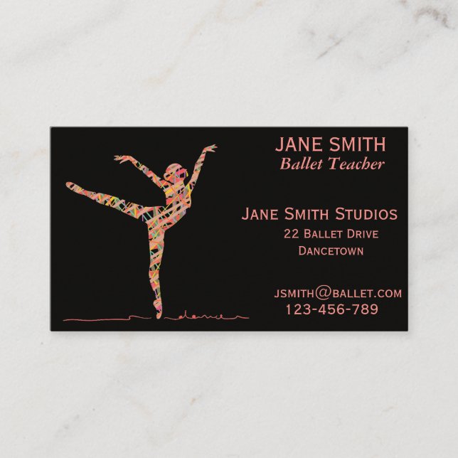 Ballet teacher dance teacher dance studio business card (Front)