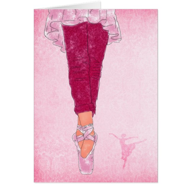 Ballet Theme in Pink and Rose Dancer Note Cards (Front)