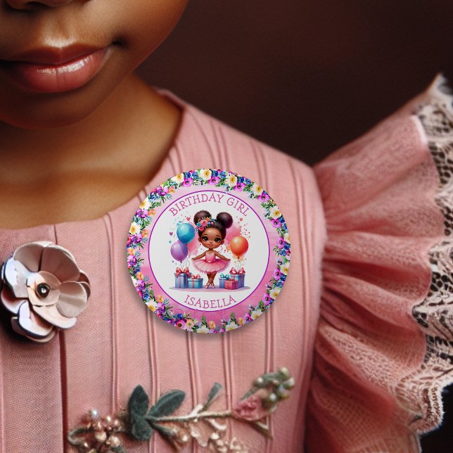 Ballet Themed Girl's Birthday Party 6 Cm Round Badge (Creator Uploaded)