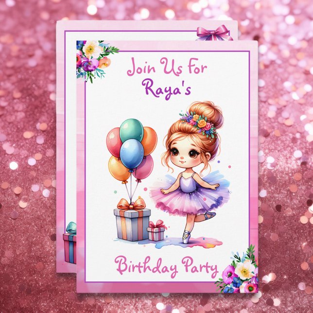 Ballet Themed Girl's Birthday Party Invitation (Creator Uploaded)