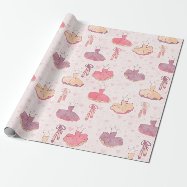 Ballet Tutu Dress and Pointe shoes Wrapping Paper (Unrolled)