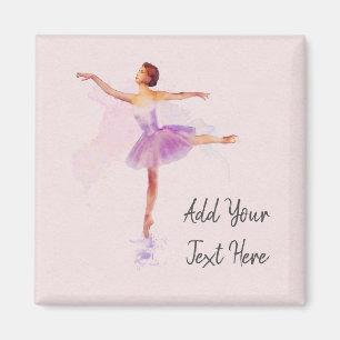Ballet Watercolour - Dancer with Customisable Text Magnet
