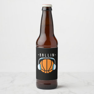Ballin Basketball Art Beer Bottle Label