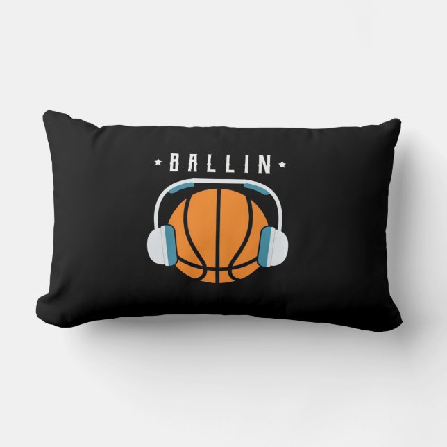 Ballin Basketball Art Lumbar Cushion (Front)