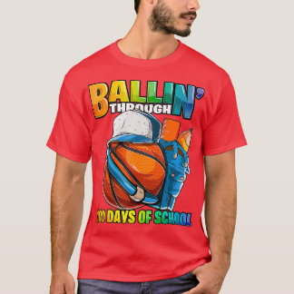 Ballin Through 100 Days of School Basketball Kinde T-Shirt