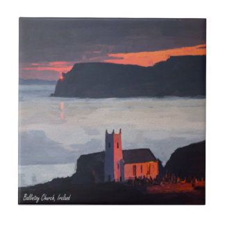 Ballintoy Church, Ireland at Sunset Ceramic Tile