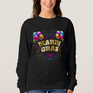 Ballons And Yellow Golden Lettering For Mardi Gras Sweatshirt