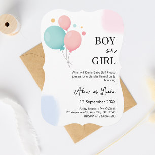Ballons Gender Reveal Party Baby Shower Party Holiday Card